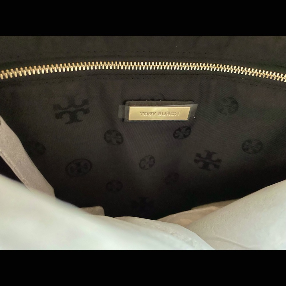 Tory Burch Purse Leather Tote Laptop Bag Ivy Side Zipper Gold Hardware New NWT - Picture 11 of 16